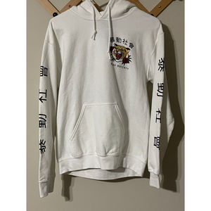 RIOT SOCIETY Tiger Roses White Hoodie Pullover Sweatshirt - Size Small